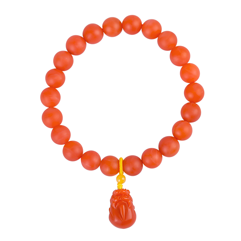歐采妮 保山南紅瑪瑙手串天然佛珠滿肉柿子紅多寶手鏈男女士款配貔貅掛飾 現(xiàn)穿現(xiàn)做3-5天 一物一證