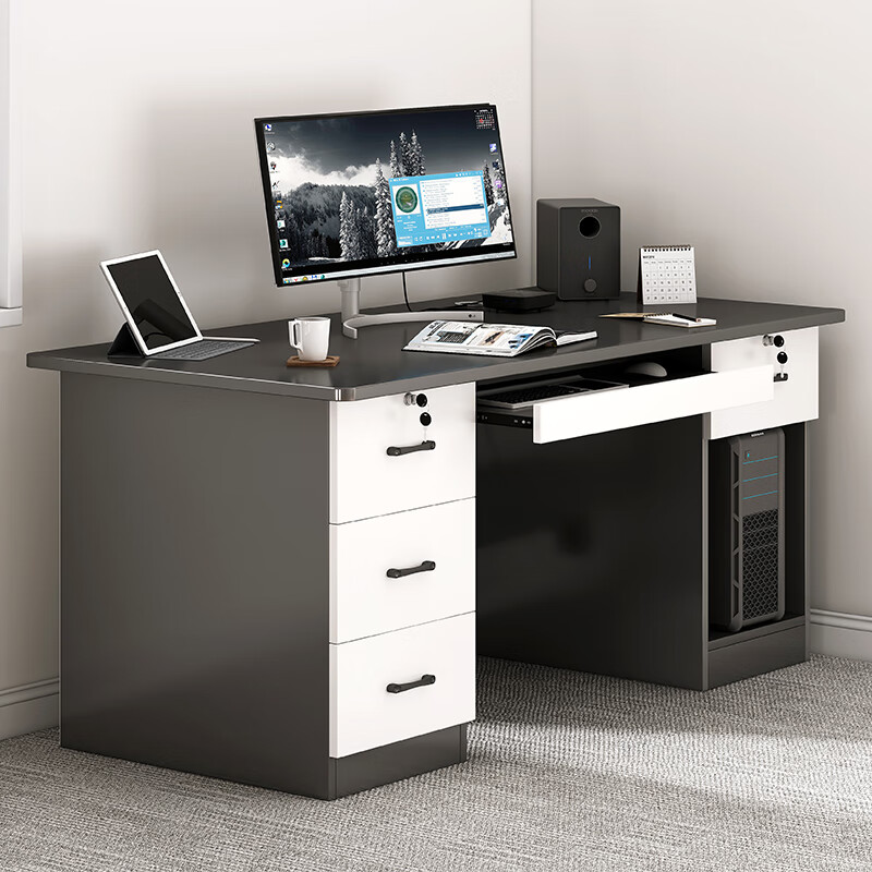 乾廷电脑桌台式家用办公书桌现代简约带抽屉学生学习桌卧室写字桌子