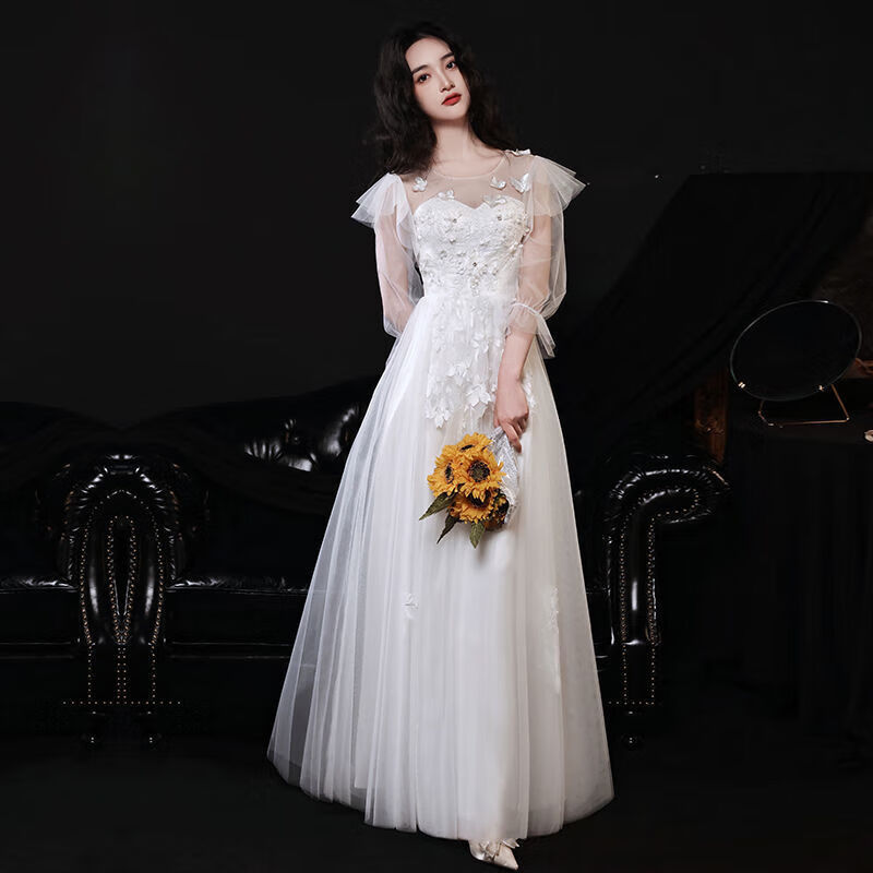 亲在成人礼裙子小个子晚礼服新款感小众轻奢仙气质礼宴会长袖公主裙