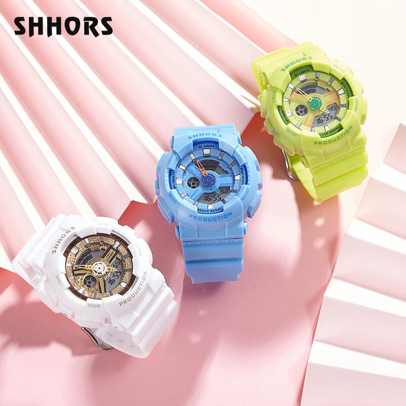 聖猴時（SHHORS）男学生防水夜光电子表青少年中小学生多功能运动表小版 白玫金810Y