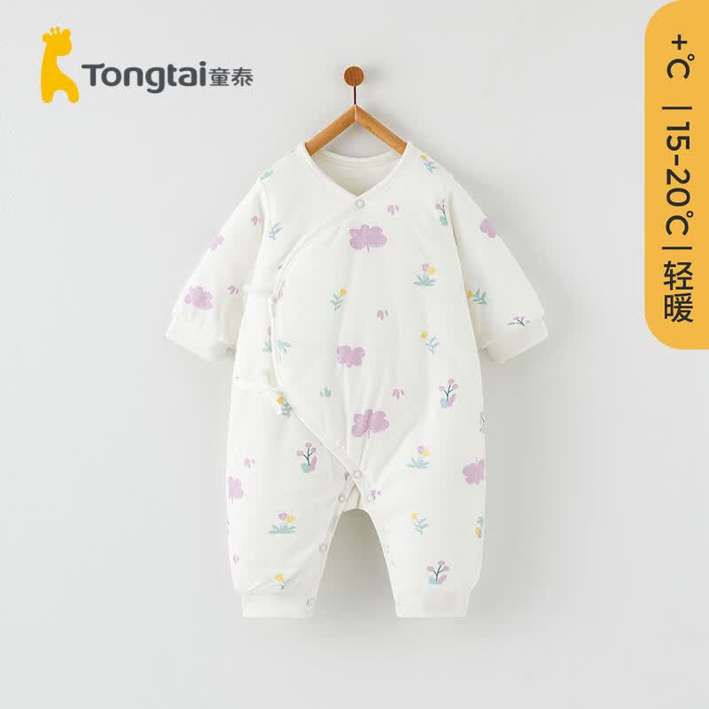 童泰0-6个月婴儿连体衣秋冬季新生纯棉宝宝衣服偏开哈衣夹棉爬服 紫色 66cm使用感如何?