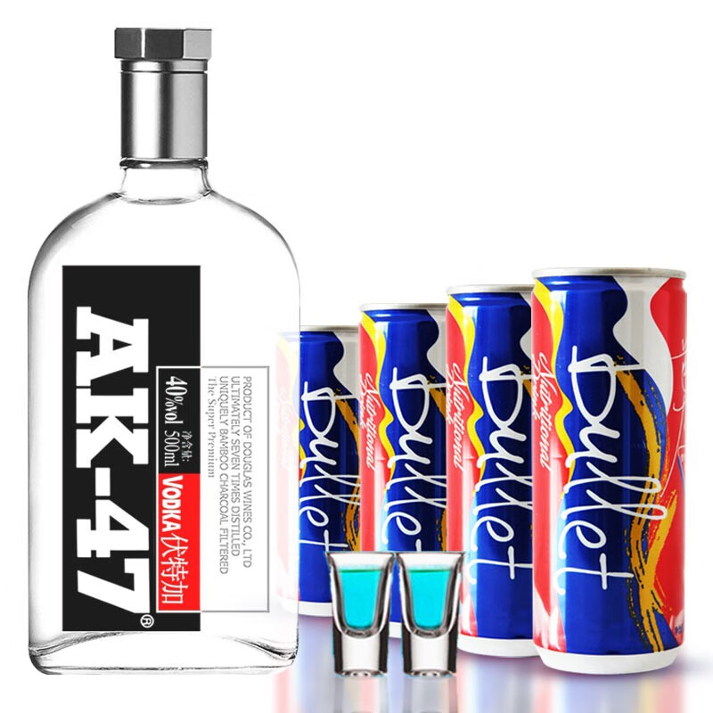 AK-47���ؼ����700ml40��ԭζ���ƾưɵ��Ƽ�β�������װ�������� ԭζ 500mL 1ƿ +4�ް���+2�ӵ���