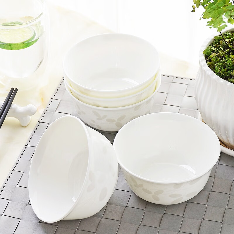 瑞玖 唐山骨瓷家用中式4.5英寸反口碗米饭碗小碗汤碗套装组合 相依相随4.5英寸米饭碗10个装