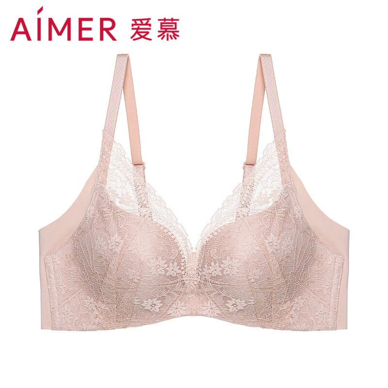 爱慕(Aimer)花瓣内衣女春夏无钢圈小胸聚拢性感防凸点大胸显小蕾丝文胸 小胸聚拢-裸肤色CEA AM177721S 80B