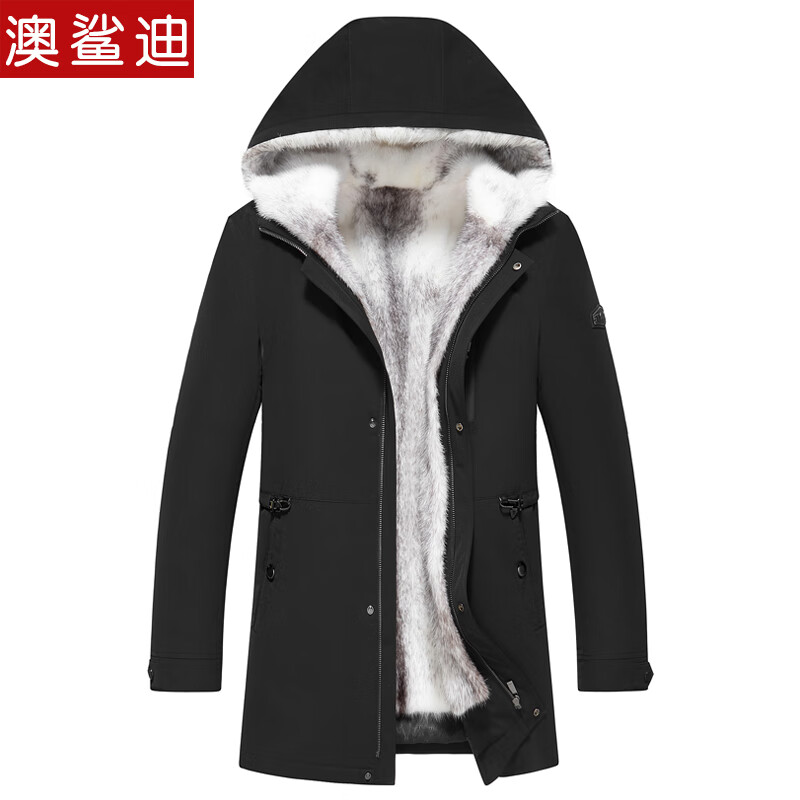 皮草男士进口十字貂水貂皮大衣尼克服整貂中长款灰貂母貂派克服男潮