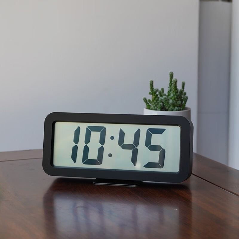 汉时(hense)lcd电子闹钟卧室床头台钟音乐铃声闹表简约装饰桌面柜台时