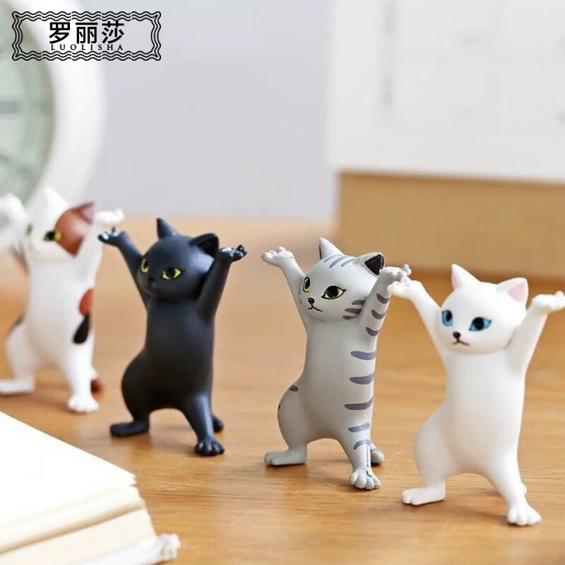 罗丽莎网红猫咪笔架抬棺猫跳舞猫可爱托笔妖娆猫公仔玩具扭蛋盒装礼盒装 