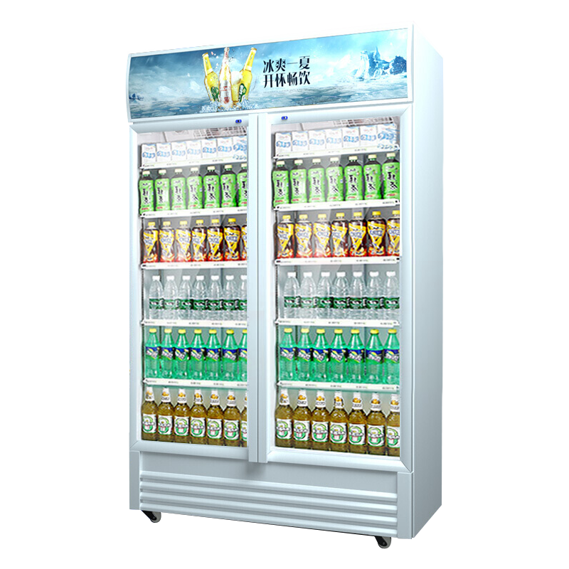 樂創(chuàng)（lecon）展示柜冷藏柜水果保鮮柜超市飯店飲料柜無霜風(fēng)冷展示柜啤酒柜小賣部賣水冰柜 680L藍(lán)白雙門 直冷（節(jié)能省電）