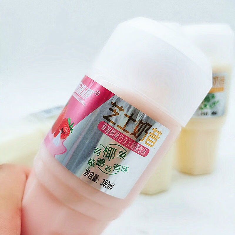 新湖源芝士奶昔饮料 380ml/瓶 椰果苹果原味 草莓绿豆乳酸菌饮品果汁
