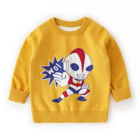 支持国货李宁 儿童毛衣男孩新款奥特曼卡通针织衫中小童秋冬双层纯棉