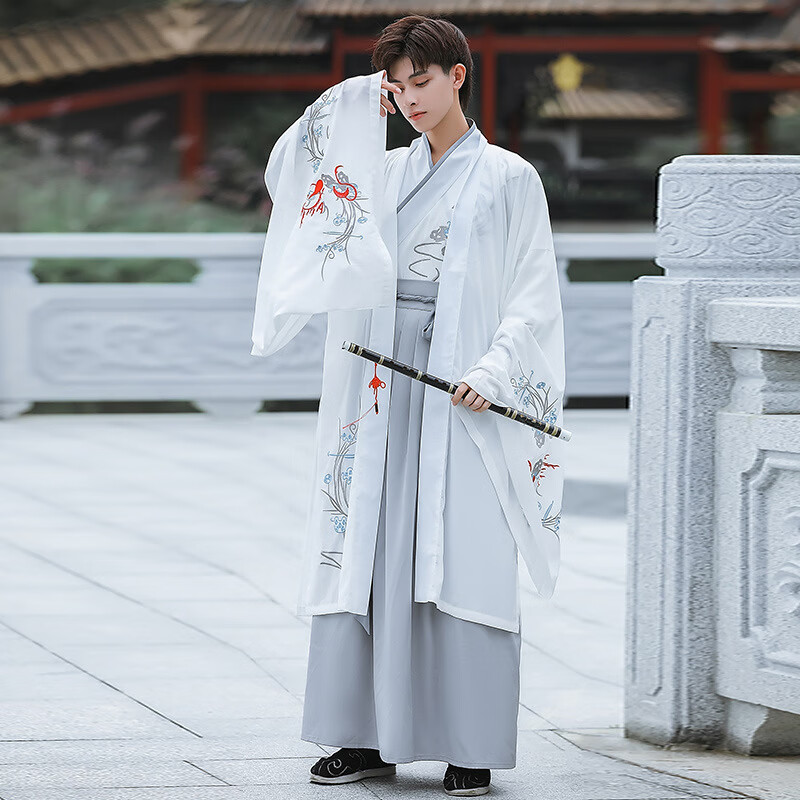 尤克达蒂汉服男古装长袍全套男女情侣夏季交领上襦广袖薄款大氅学生