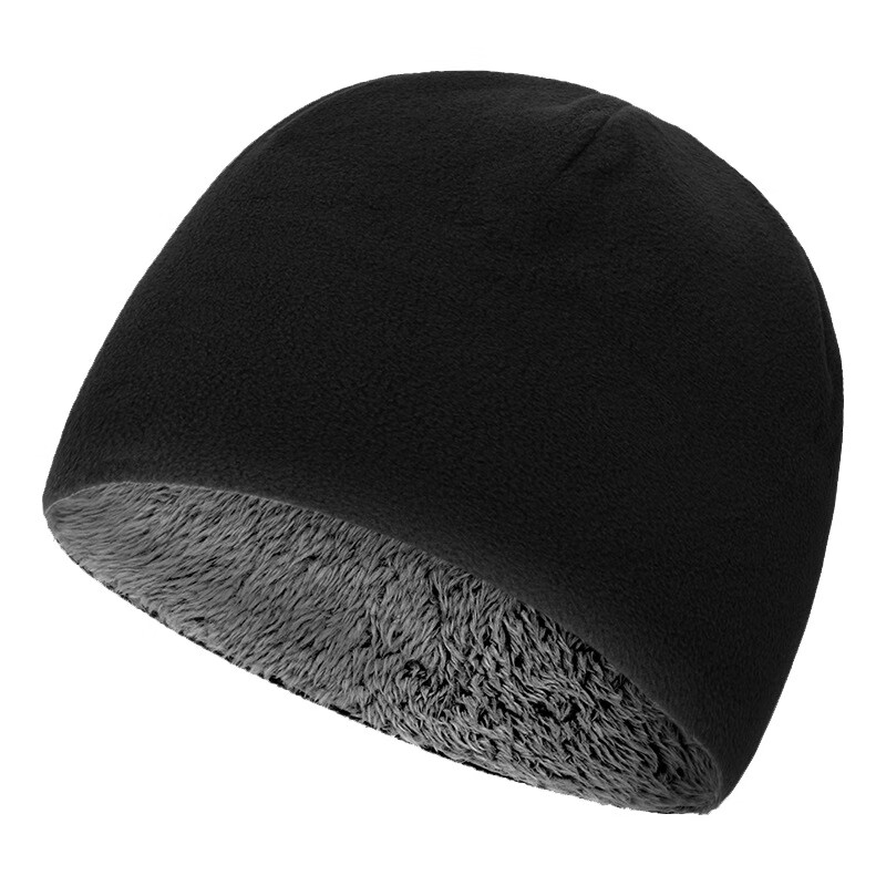 龙之情 秋冬帽子加绒加厚保暖套头帽摇粒绒帽子滑雪帽男士帽子冬帽 黑色 均码