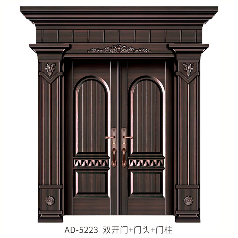 德骊嘉锌钛合金别墅大门双开门家用乡村农村自建房入户铜门进户甲级