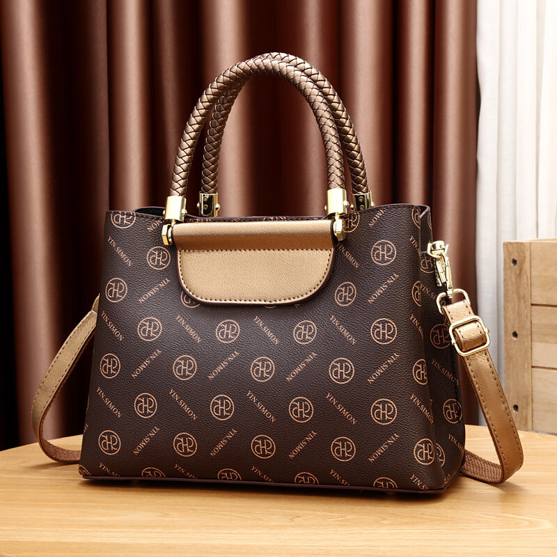 游子吟三八妇女节礼物送妈妈包包女包2026新款印花女士包手提包老花包 米白色-礼盒礼袋