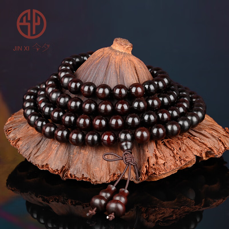 今夕印度小叶紫檀手串108颗檀香紫檀木佛珠老料高油密念珠男女士手链
