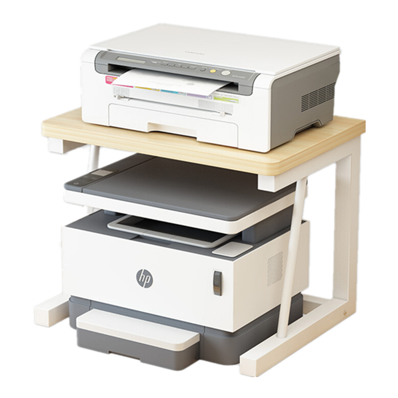 打印机 架子 桌面打印机台架放打印机置物架办公室桌上针式收纳的架子多功能桌子支架电脑桌面 标准加高款黑胡桃色