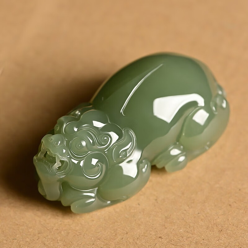 沃韵 和田玉貔貅手把件男款青白玉把玩件湖水绿山料瑞兽玉石玉挂件