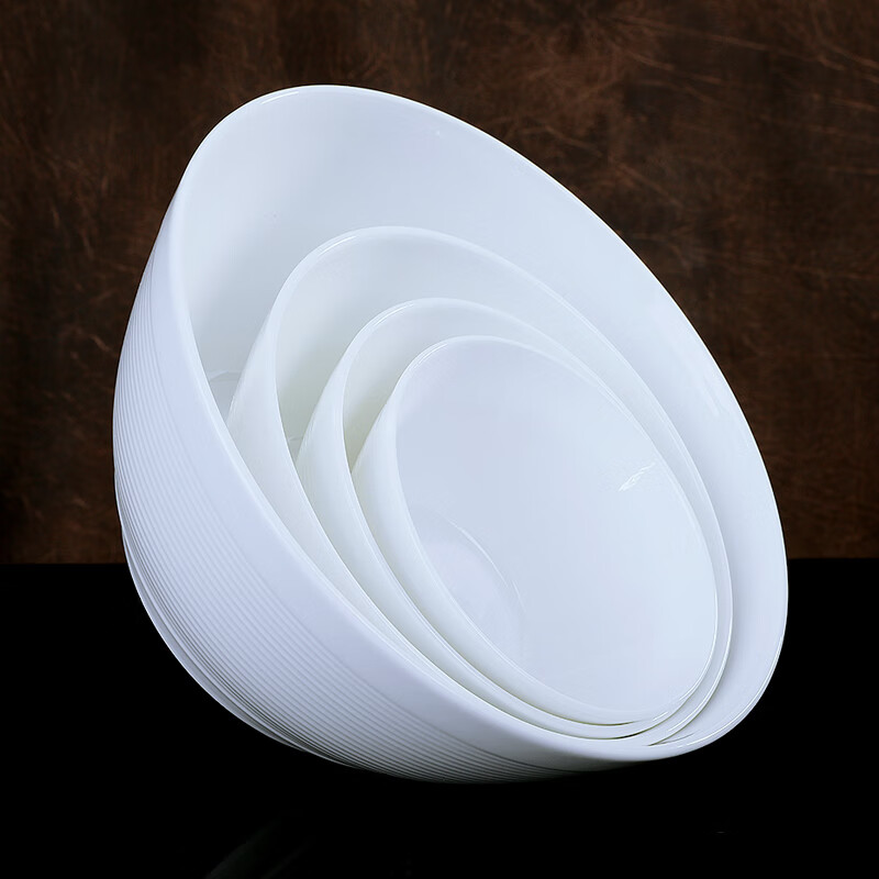 锦秋堂 景德镇陶瓷器 中式纯白釉 骨瓷餐具碗 釉下单碗 米饭碗 散件任意 7.5英寸螺纹盘