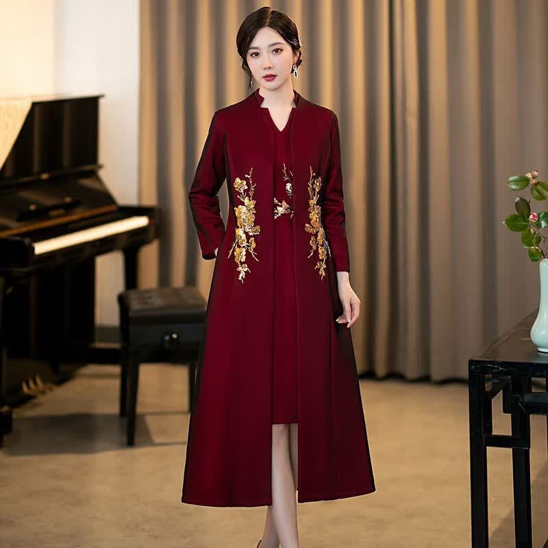 vfkz喜婆婆喜妈妈高端婚宴春季衣服婚礼服装结妈妈旗袍平时可穿秋冬季