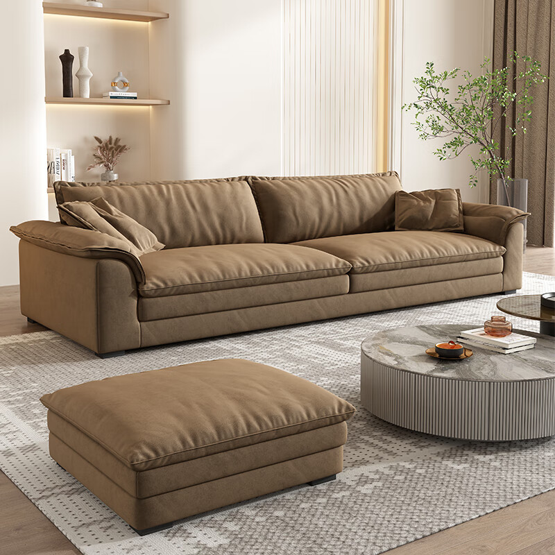 欧鹊(ouque) 布艺沙发磨砂布直排沙发一字沙发奶油风云朵沙发2022新款