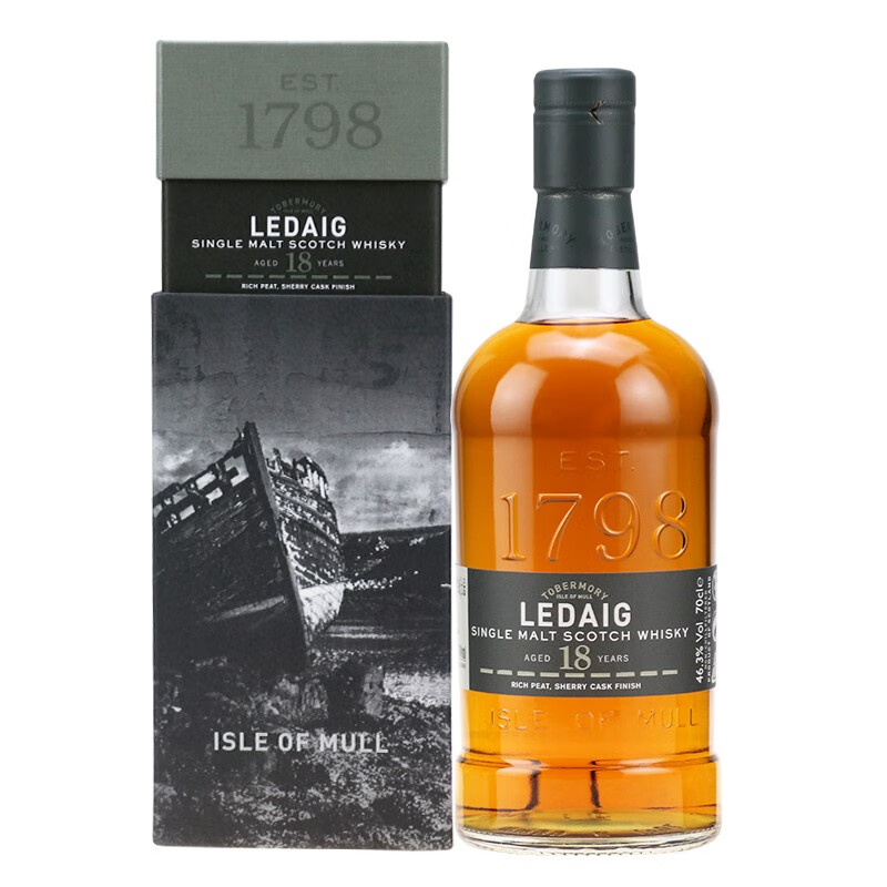 利得歌（LEDAIG）利德歌单一麦芽苏格兰威土忌Ledaig里爵 苏格兰岛屿区洋酒 18年