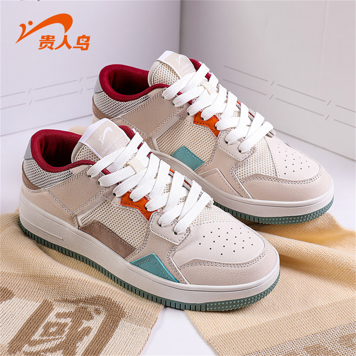 贵人鸟女鞋夏季透气运动鞋2024新款百搭板鞋低帮女士轻便休闲鞋子