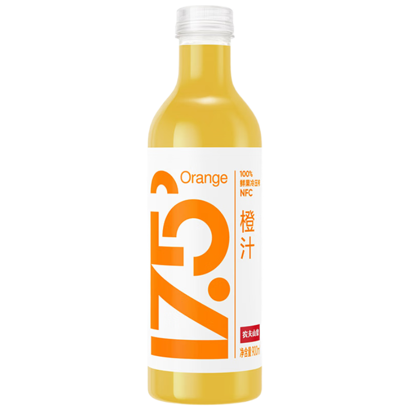 农夫山泉17.5°NFC橙汁果汁饮料（冷藏型）100%鲜果压榨 900ml*1瓶