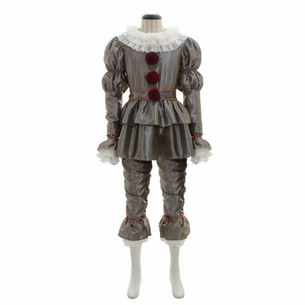 面具头套微笑恐怖全脸万圣节服装衣服高端品质 小丑回魂cos服__深灰色