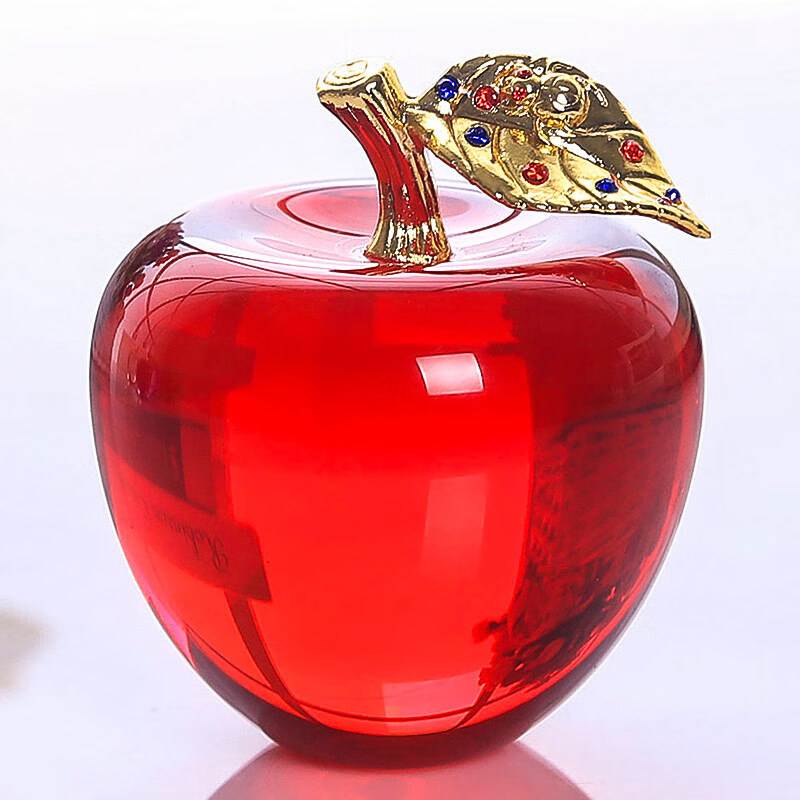 平安夜送女生女友闺蜜生日创意刻字生日礼物 红色水晶苹果(免费刻字)