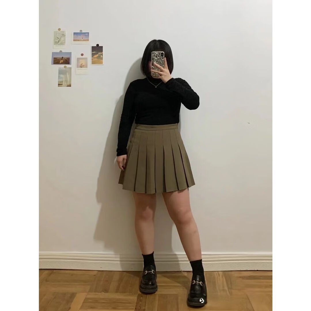 区森半身裙超大号肥婆真实测评梨形身材200斤大 咖色短裙(毛呢面料) s