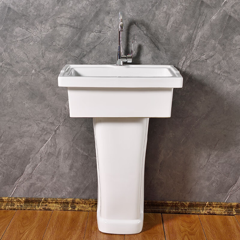好亿家(HAOYIJIA)陶瓷立柱洗衣盆洗菜池落地洗手盆阳台洗脸盆柱盆老式大号洗涤槽 大号5062款 槽+柱+下水器
