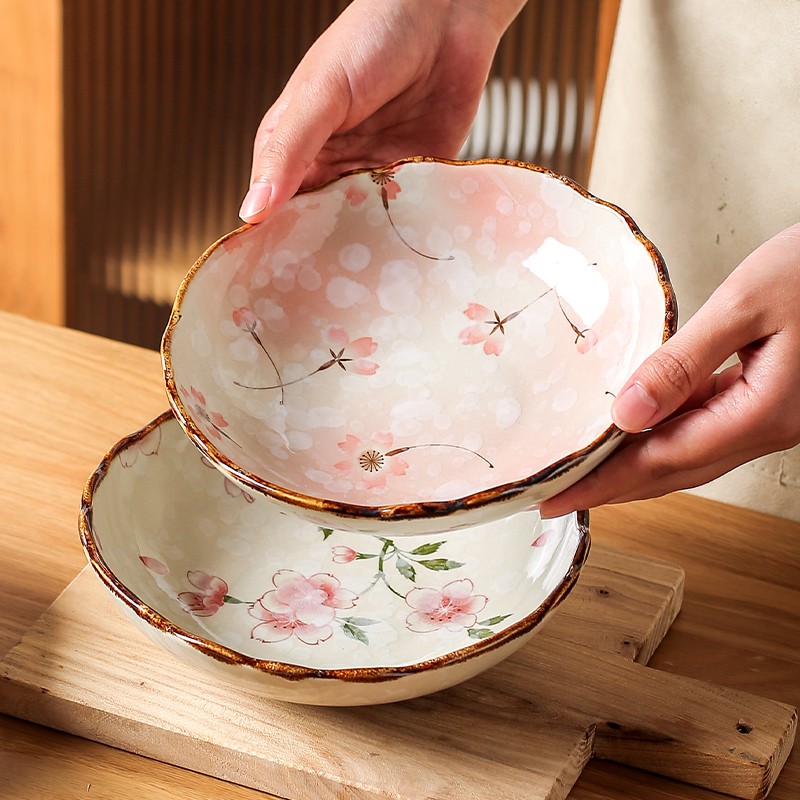 川島屋日式陶瓷盤子菜盤家用新款網(wǎng)紅創(chuàng)意餐盤高級感碟子深盤 7.5英寸盤混色2只裝(雪櫻+漫舞)