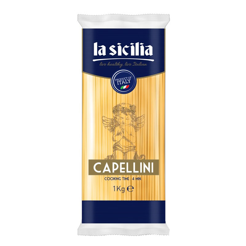 意大利进口 辣西西里 （lasicilia）意大利面天使面细面1kg直条形意面易熟意式挂面条方便速食面