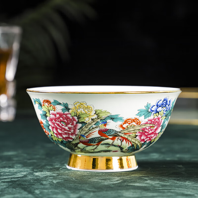 瑾睿茗瓷景德镇陶瓷碗6英寸金边面碗米饭碗家用餐厅用生日用中式复古