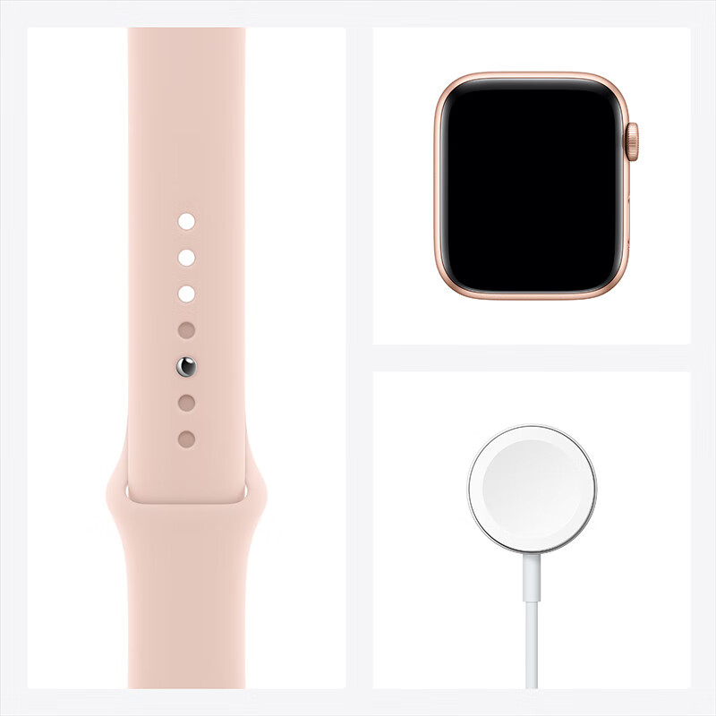 Apple Watch SE 智能手表 GPS款 44毫米金色铝金属表壳 粉砂色运动型表带MYDR2CH/A