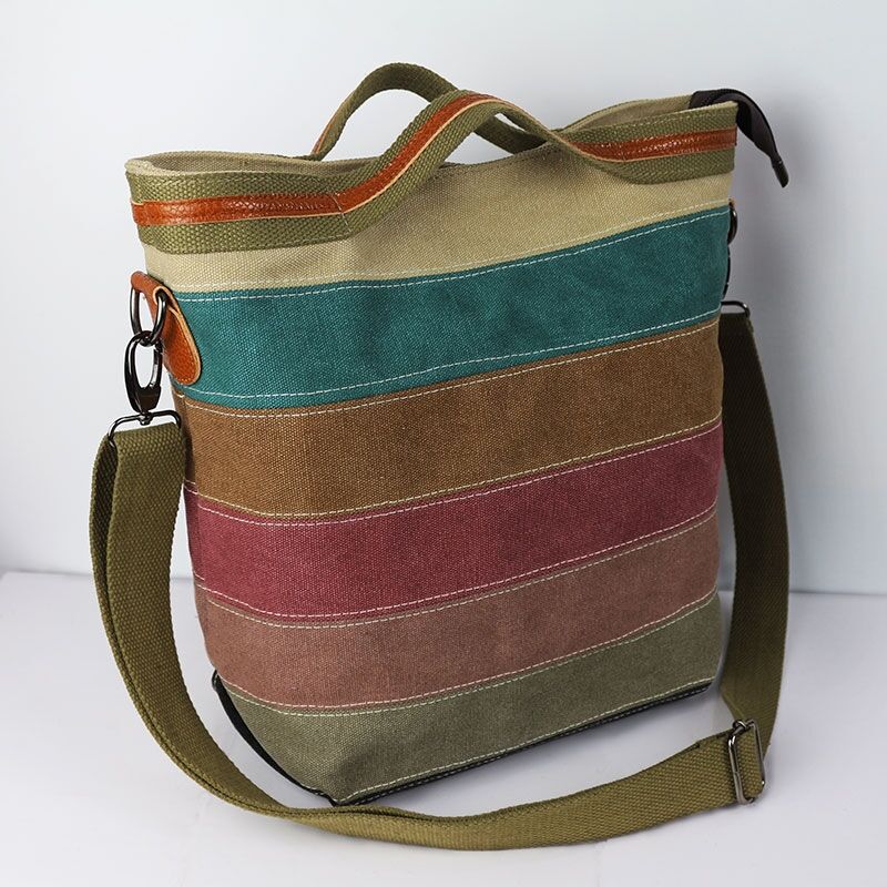 斜挎手提包女撞色复古大容量大学生上课书包妈妈包通勤包耐磨女士背包