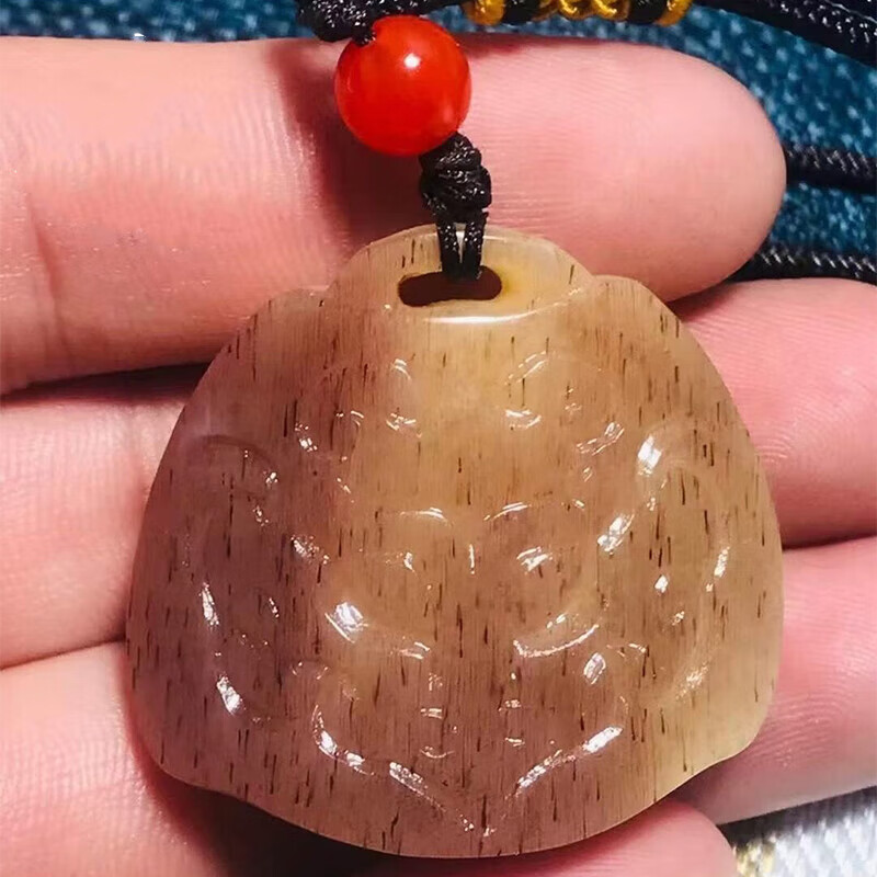 石俞记 天然骆驼骨带血丝蝌蚪纹未脱脂驼骨手串项链吊坠雕刻配饰文玩