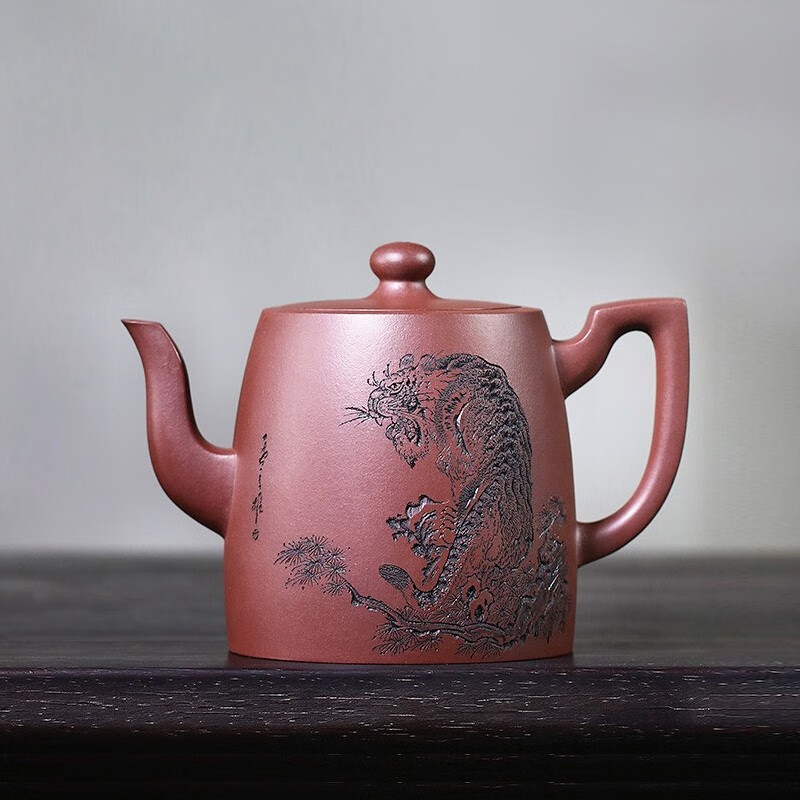 藏壶天下 紫砂壶宜兴名家全手工刻绘一厂紫泥汉韵大容量茶壶 汉韵