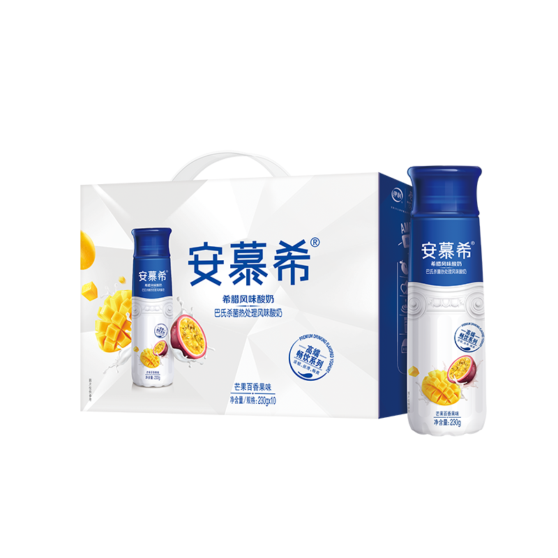 安慕希伊利芒果百香果味风味酸奶整箱常温牛奶乳品儿童早餐高端礼盒装 芒果百香果230gx10瓶x1箱