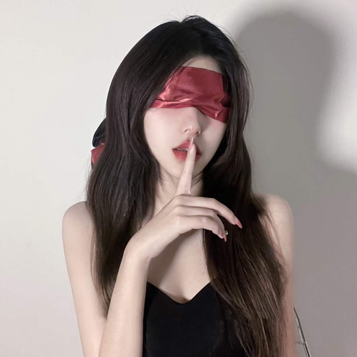 绳艺 丝滑纯欲性感双面蒙眼丝带遮光眼罩纯欲系面纱绑手丝巾面罩 红色