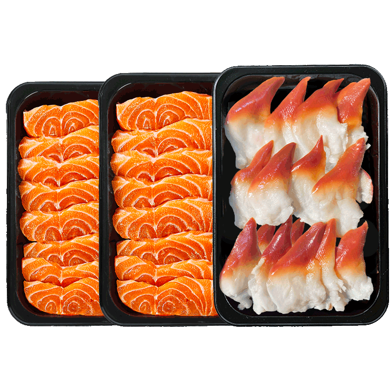 深悅勝 挪威冰鮮三文魚刺身（大西洋鮭）中段純?nèi)? 即食 生魚片鮭魚切片 【三文魚400g+北極貝20片】 480g
