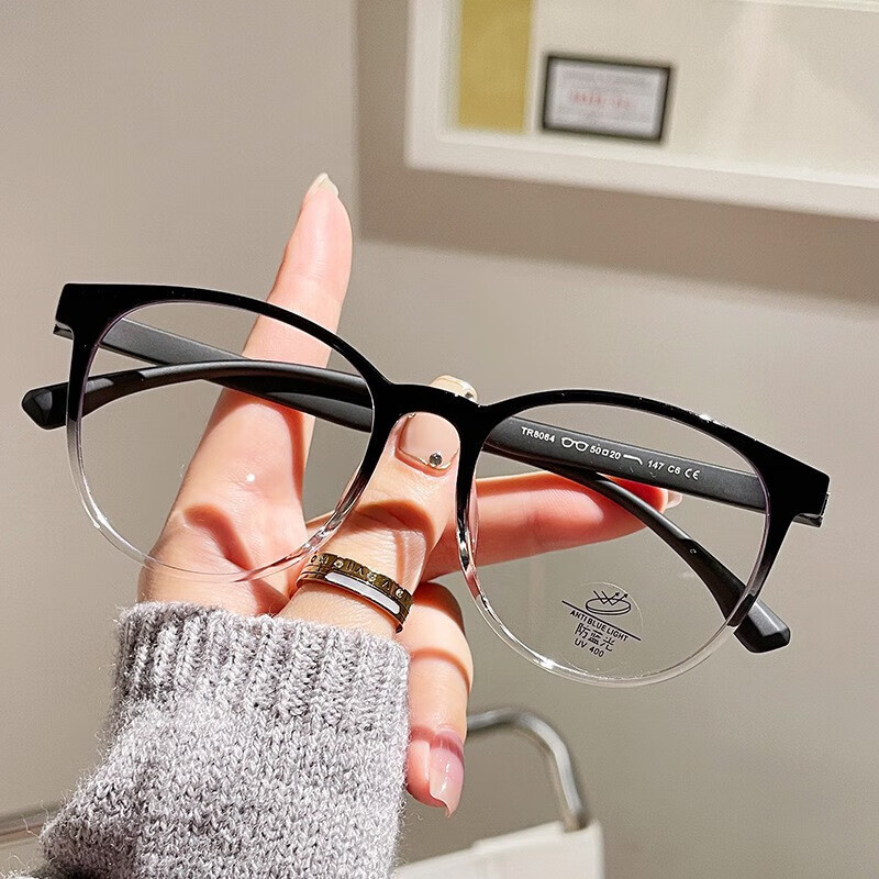 Jesmoor�¿�ʱ�и���TR90��������˿�۾������Բ���۾� �Ϻ���͸�� ���� +1.61�����澵Ƭ 69Ԫ