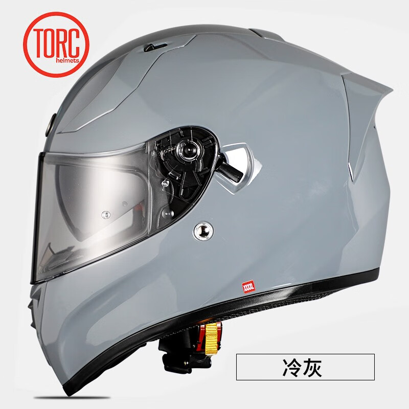 全盔摩托车头盔男女3c认证冬季机车双镜片骑行装备安全帽四季 冷灰 xl