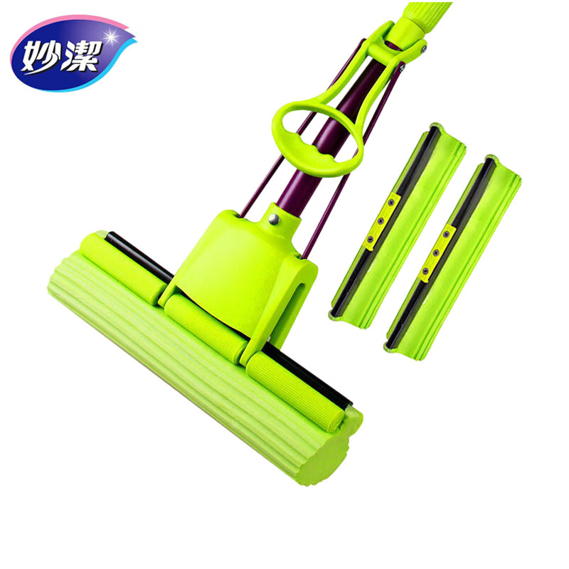 妙洁胶棉拖把家用免手洗吸水擦地滚轮伸缩长杆懒人拖把一拖净 拖把 1