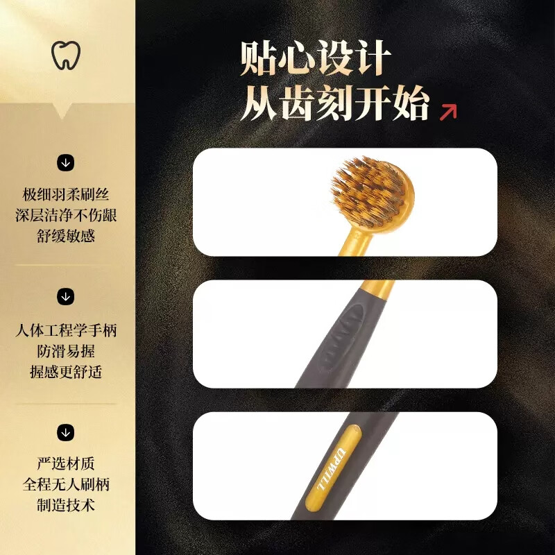 可圈可点系列圆头小头牙刷大人情侣超细软毛螺旋刷毛智齿专用男女士 【金银色】智齿福音 灵巧清洁 2支
