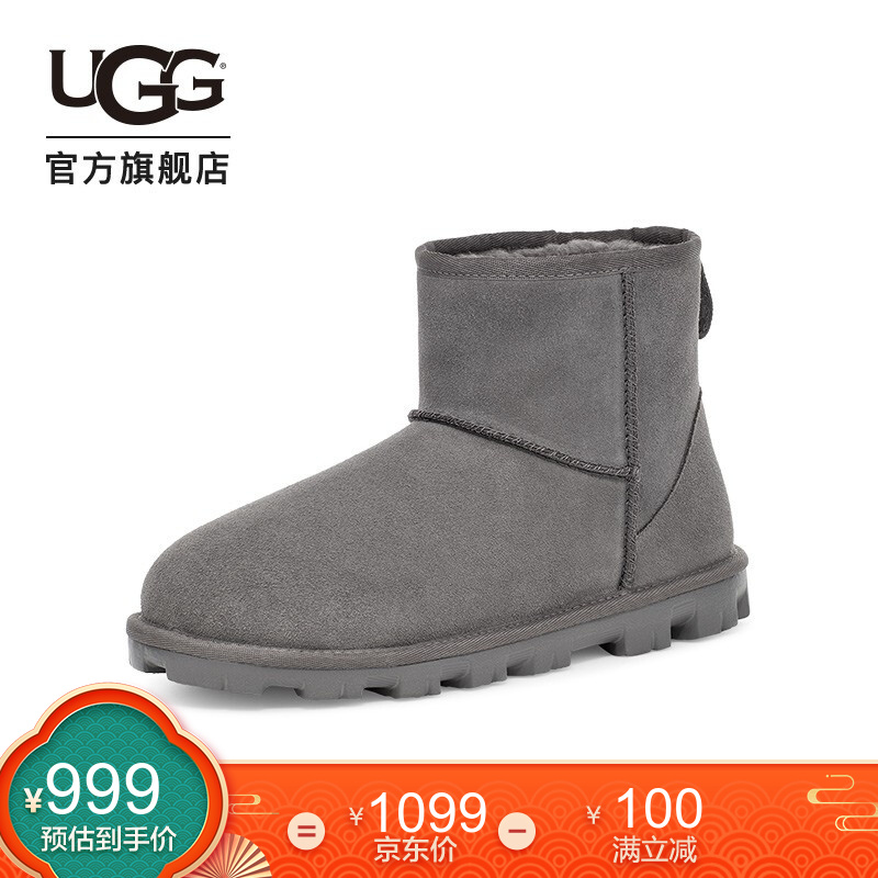 UGG 2020秋冬季新款女士雪地靴基础款纯色经典短筒靴1115030 CHRC | 炭灰色 38