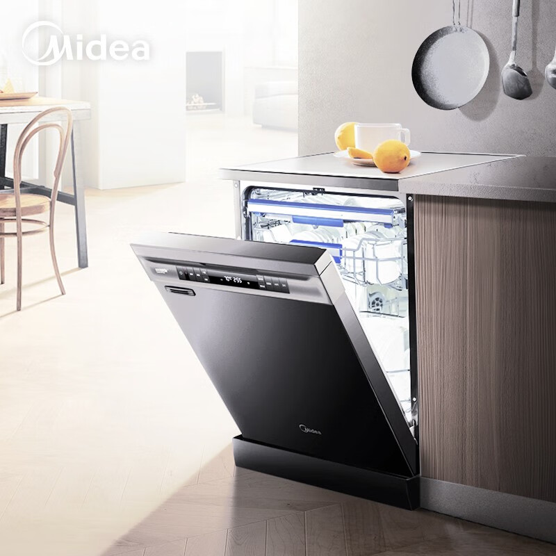 美的（Midea）14套 独立式 家用洗碗机 超大容量 热风烘干 WIFI智控 高温除菌 自动油污感应 嵌入式刷碗机H5