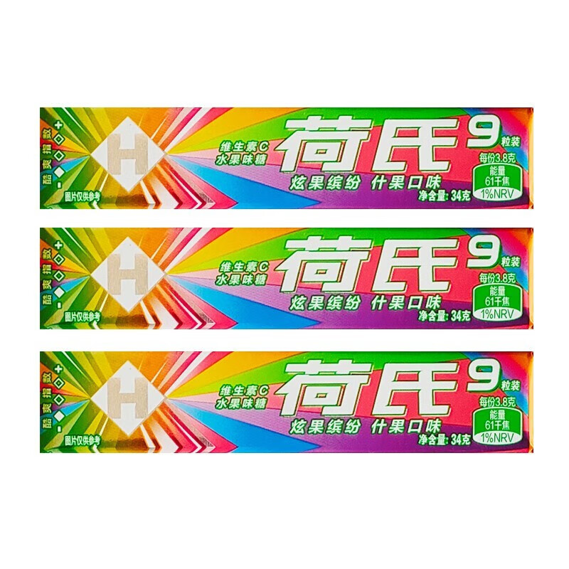 荷氏薄荷糖34gx5支装午夜风暴水果味儿童糖果零食硬糖 (炫果缤纷什果)