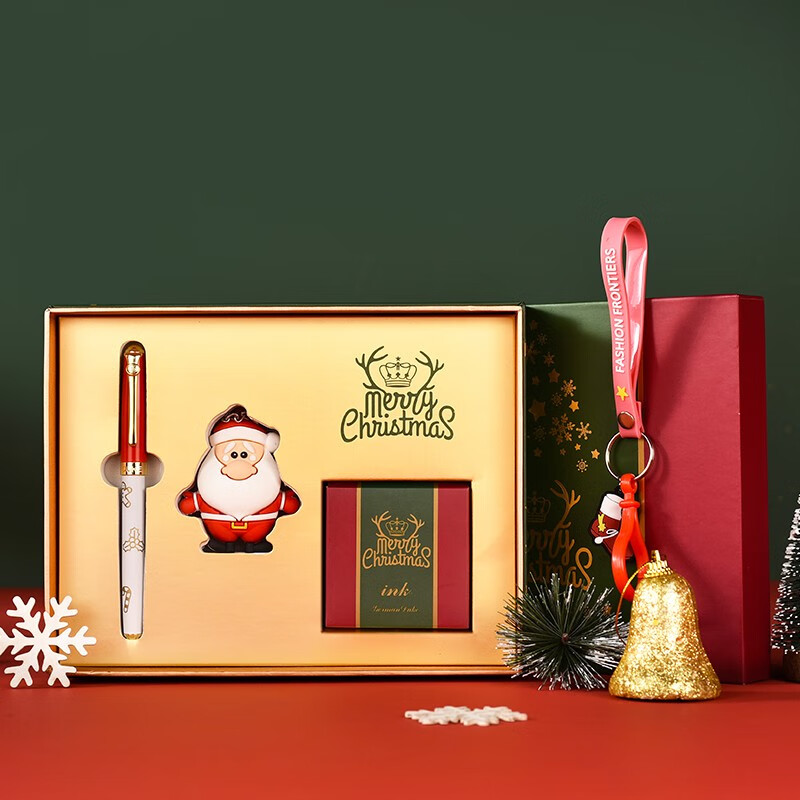 公爵（DUKE）圣诞系列钢笔/铱金笔 礼盒套装/墨水笔/礼品笔 双色圣诞系列钢笔套装礼盒 圣诞套装 圣诞套装（笔+墨水+圣诞老人挂件）红色钢笔装