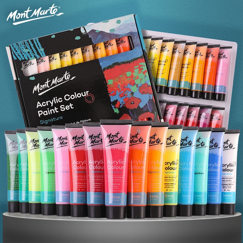 蒙玛特(mont marte)丙烯颜料36色36ml 美术丙烯画颜料儿童diy画画色彩